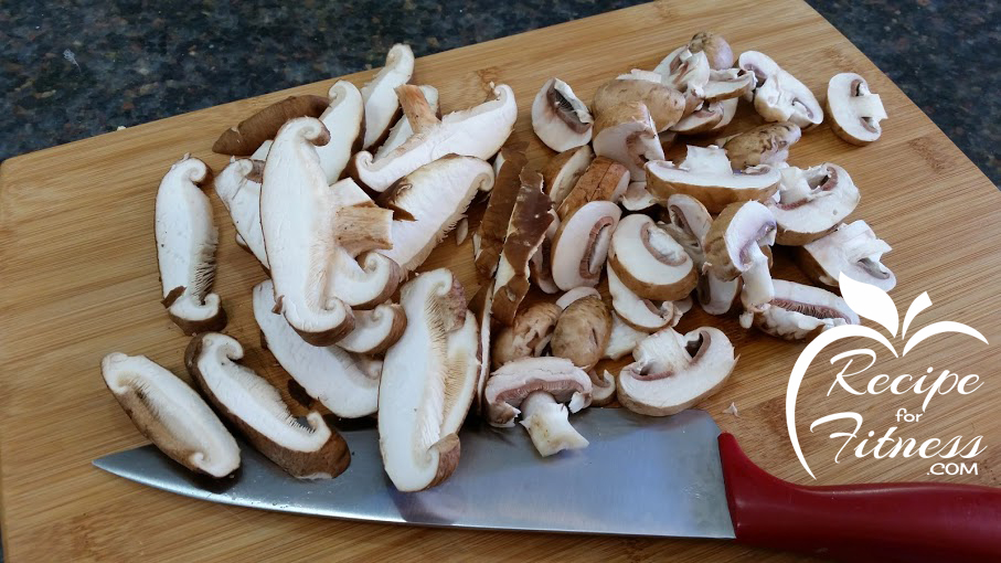 Slice crimini and shiitake mushrooms - step by step photos for Mushroom Chick'n 